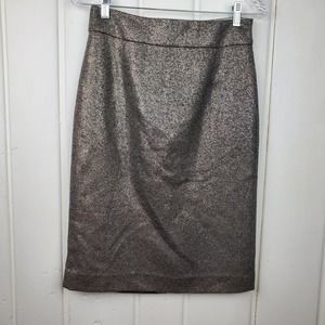 J. Crew Collection Shimmery Metallic Wool Tweed Pencil Skirt Women's Size 2